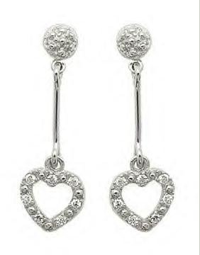 Hanging Heart CZ Earrings