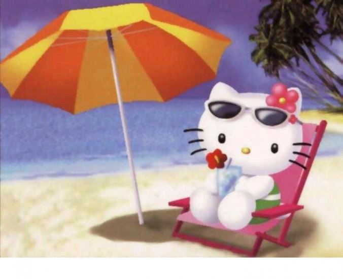 Hello Kitty Suntanning on the Beach