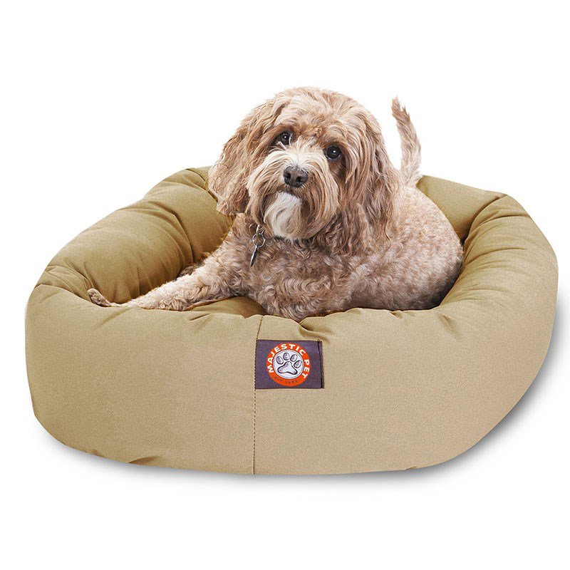 Majestic Pet Products 32-inch Khaki Bagel Dog Bed