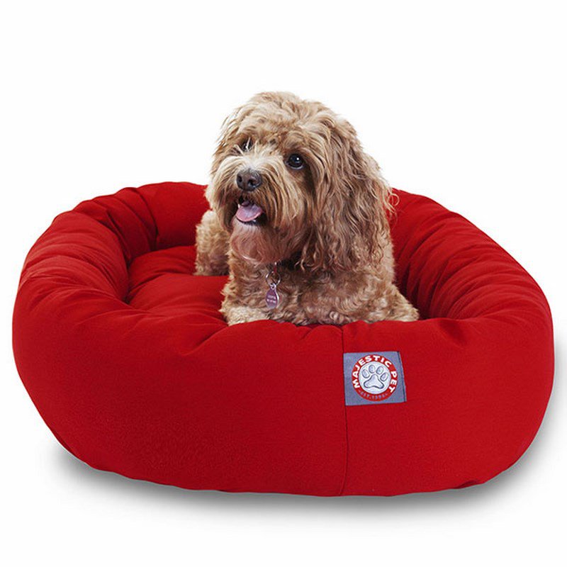Majestic Pet Products 32-inch Red Bagel Dog Bed