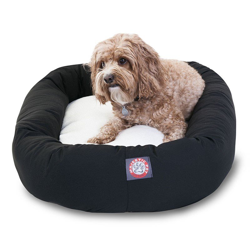 Majestic Pet Products 32-inch Black & Sherpa Bagel Dog Bed