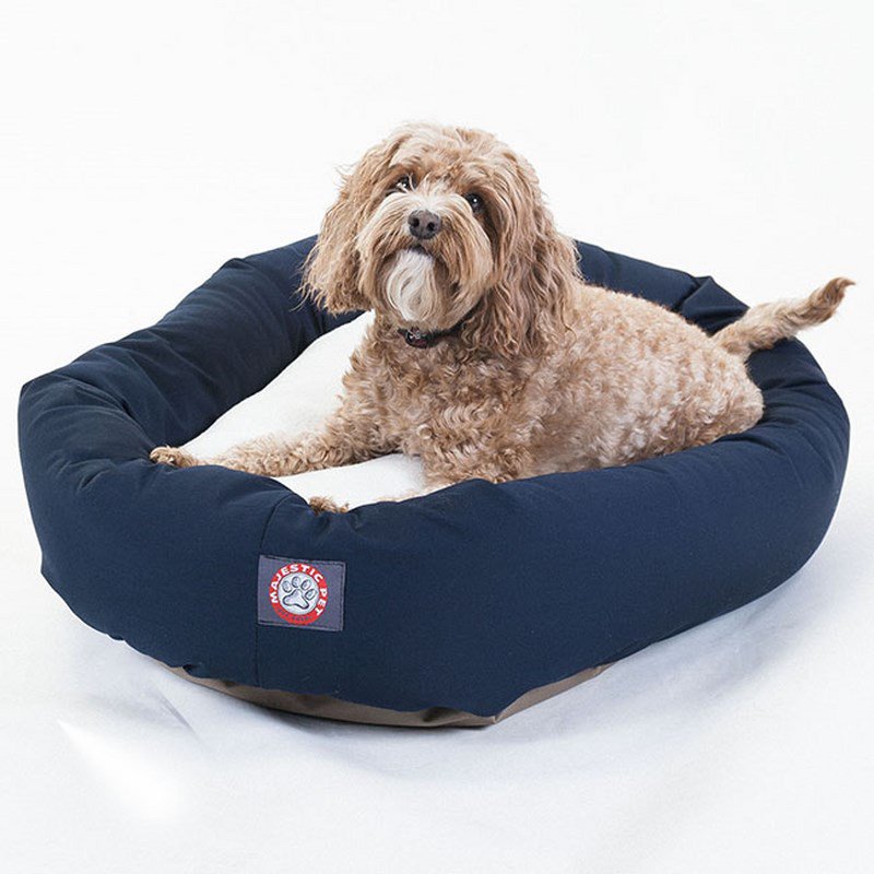 Majestic Pet Products 32-inch Blue & Sherpa Bagel Dog Bed