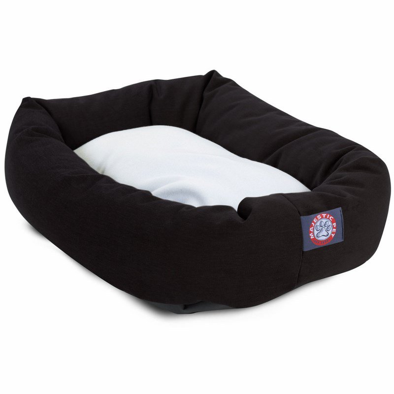 Majestic Pet Products 40-inch Black & Sherpa Bagel Bed