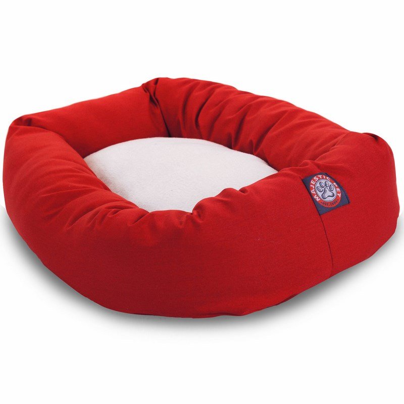 Majestic Pet Products 40-inch Red & Sherpa Bagel Bed