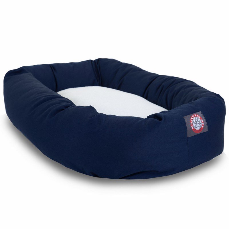 Majestic Pet Products 40-inch Blue & Sherpa Bagel Bed