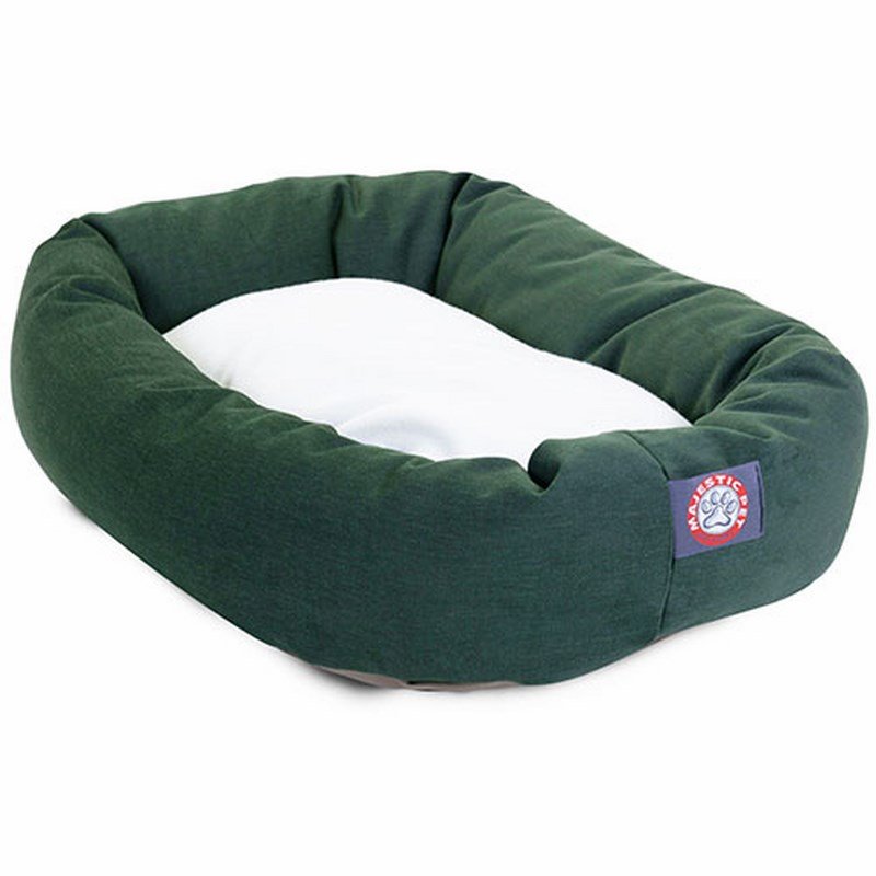 Majestic Pet Products 40-inch Green & Sherpa Bagel Bed