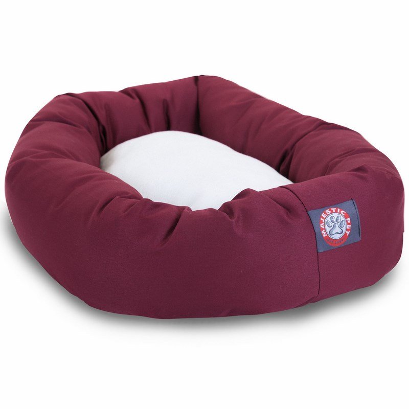 Majestic Pet Products 40-inch Burgundy & Sherpa Bagel Bed