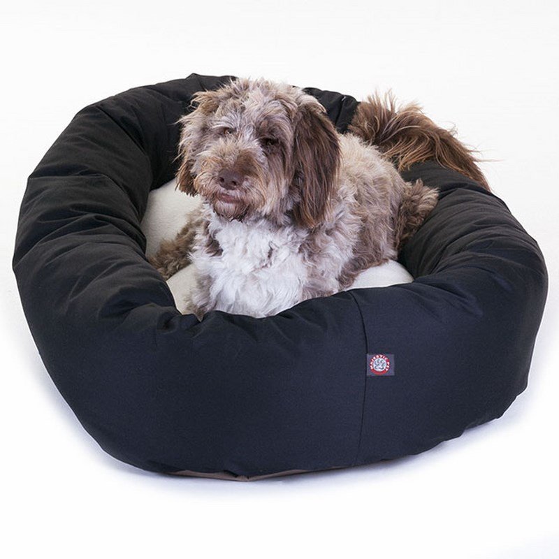 Majestic Pet Products 52-inch Black & Sherpa Bagel Bed