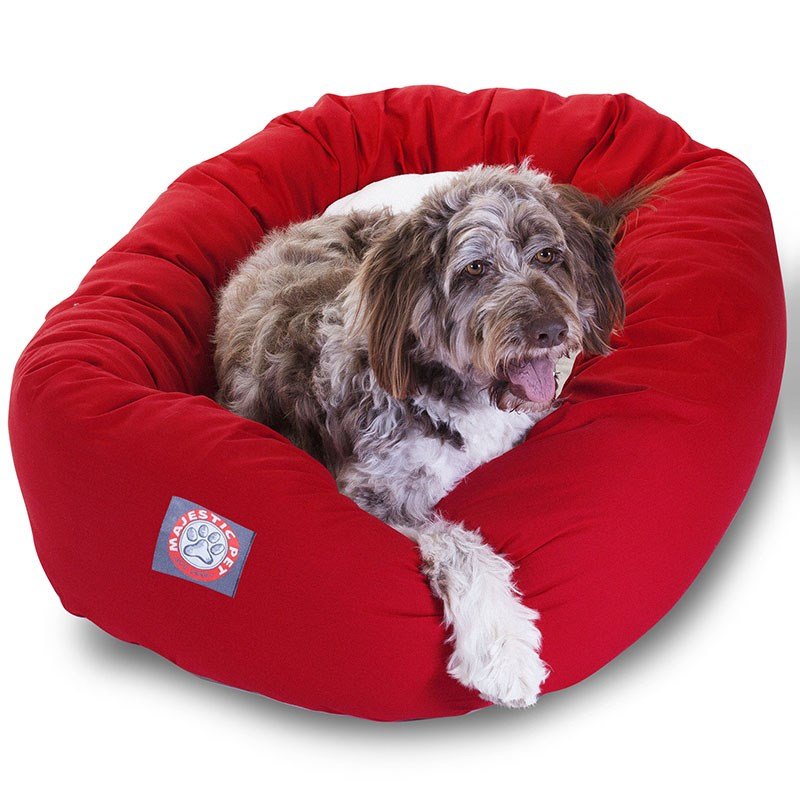 Majestic Pet Products 52-inch Red & Sherpa Bagel Bed