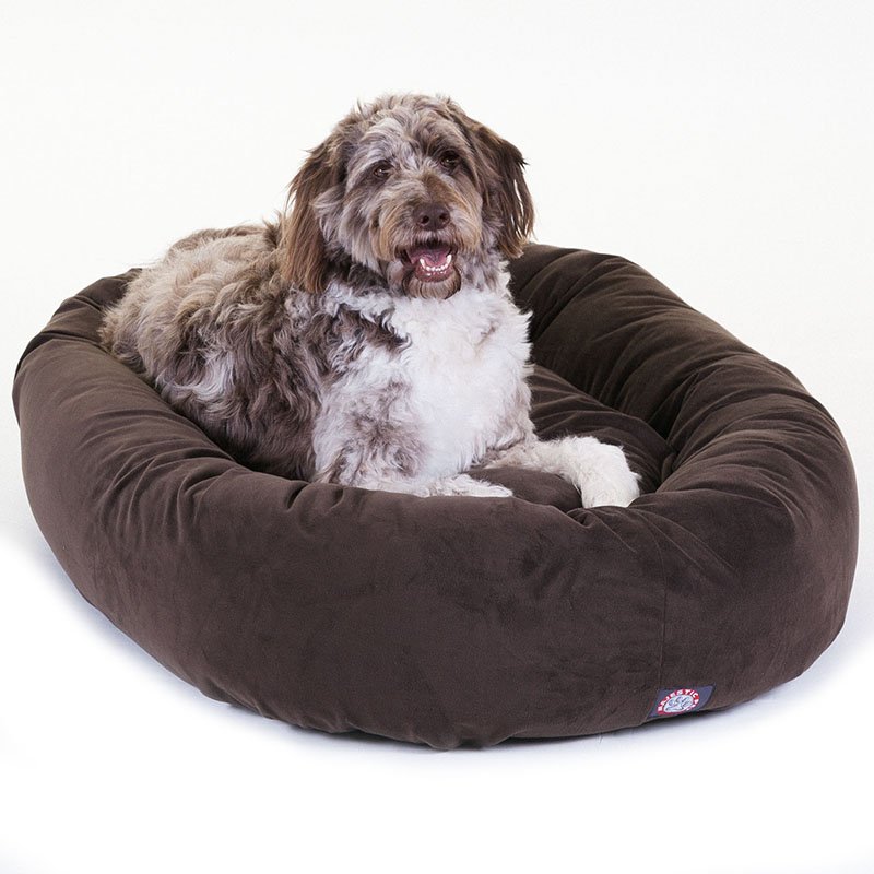 Majestic Pet Products 52-inch Chocolate Suede Bagel Dog Bed