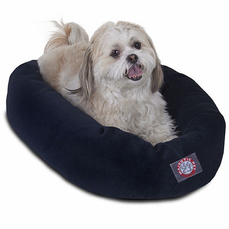 Majestic Pet Products 24-inch Navy Villa Collection Micro-Velvet Bagel Bed