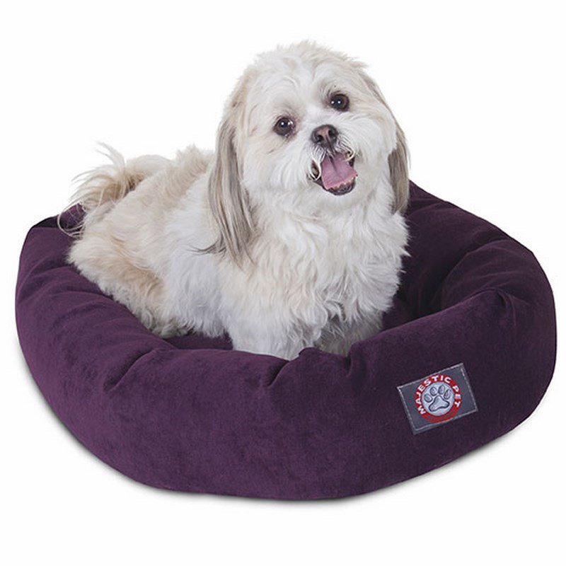 Majestic Pet Products 24-inch Aubergine Villa Collection Micro-Velvet Bagel Bed