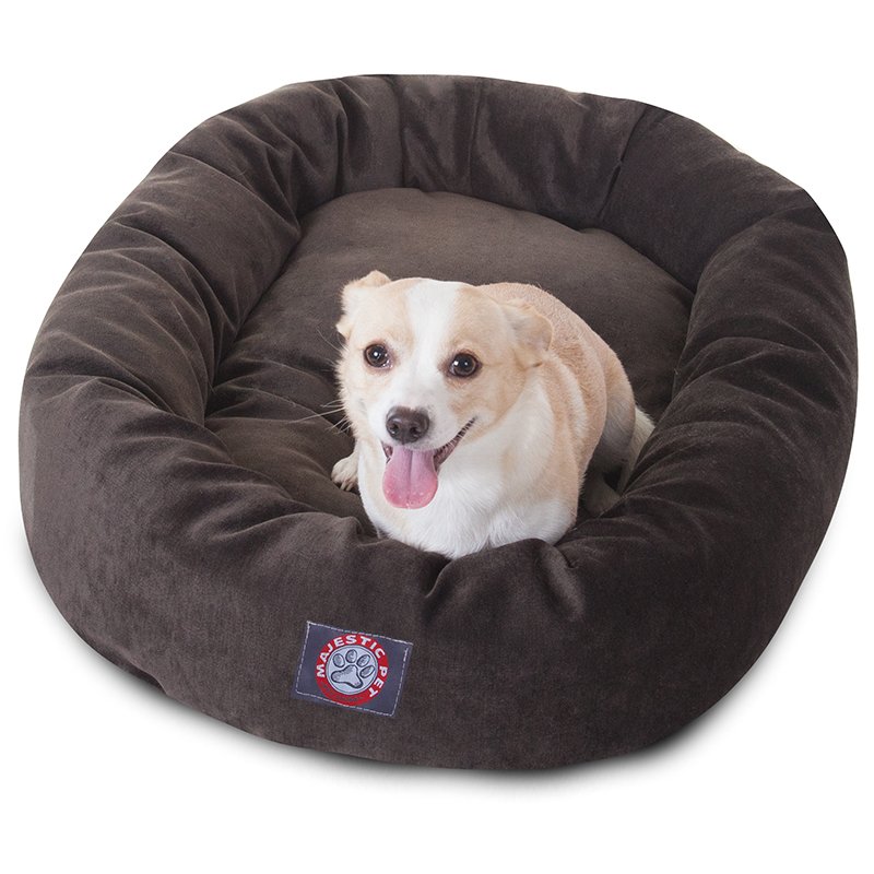 Majestic Pet Products 32-inch Storm Villa Collection Micro-Velvet Bagel Bed