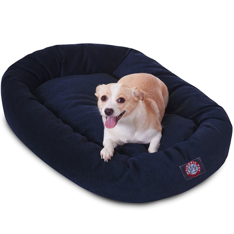 Majestic Pet Products 32-inch Navy Villa Collection Micro-Velvet Bagel Bed