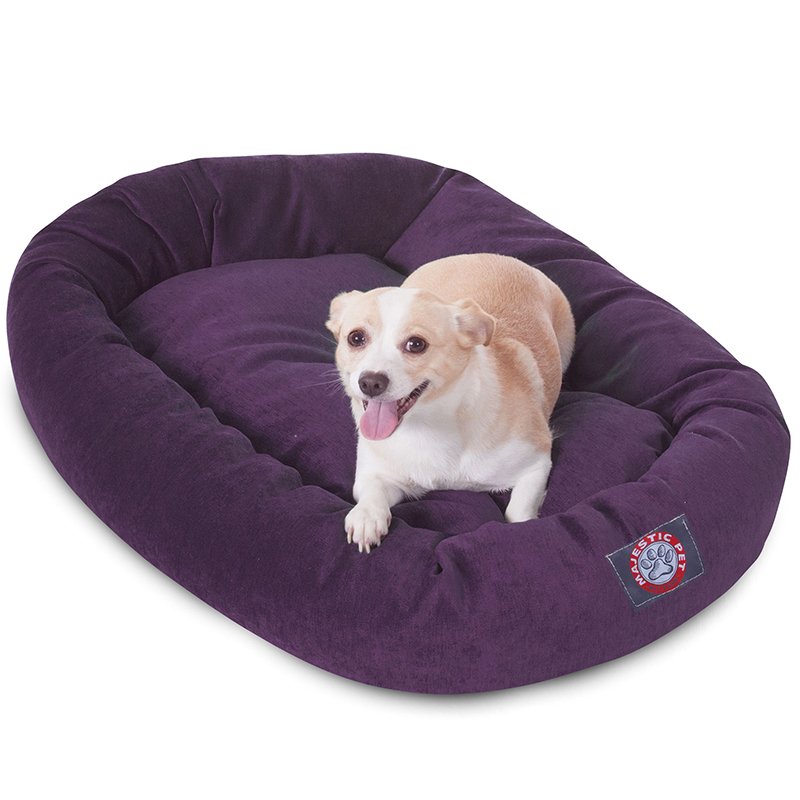 Majestic Pet Products 32-inch Aubergine Villa Collection Micro-Velvet Bagel Bed