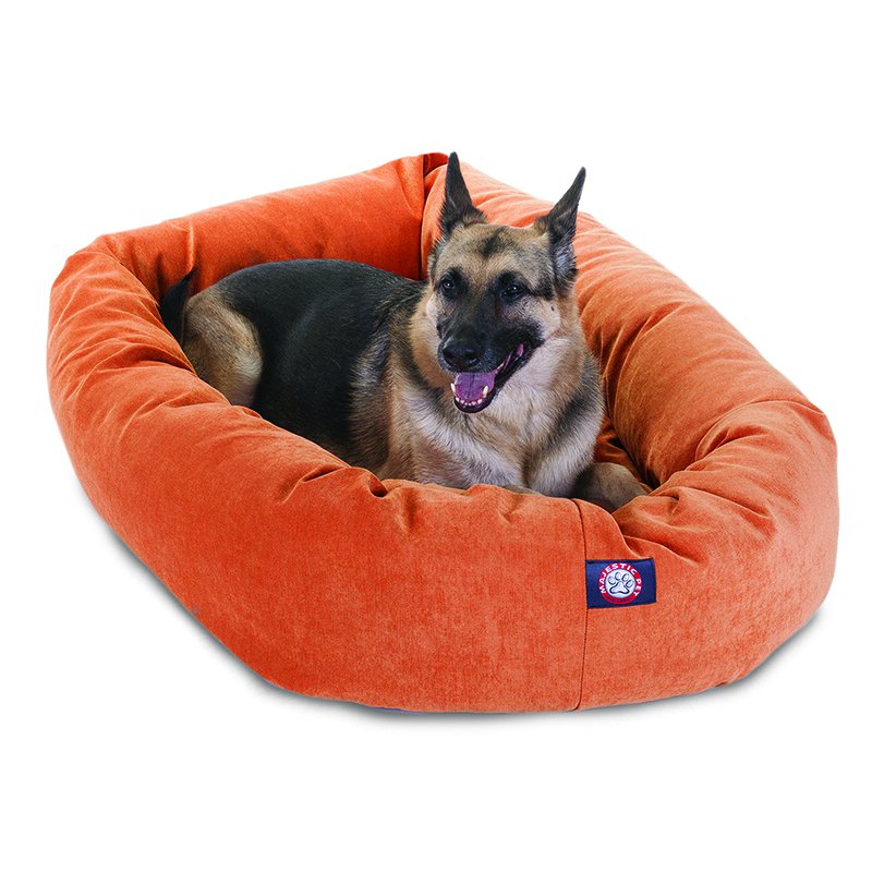 Majestic Pet Products 52-inch Orange Villa Collection Micro-Velvet Bagel Bed