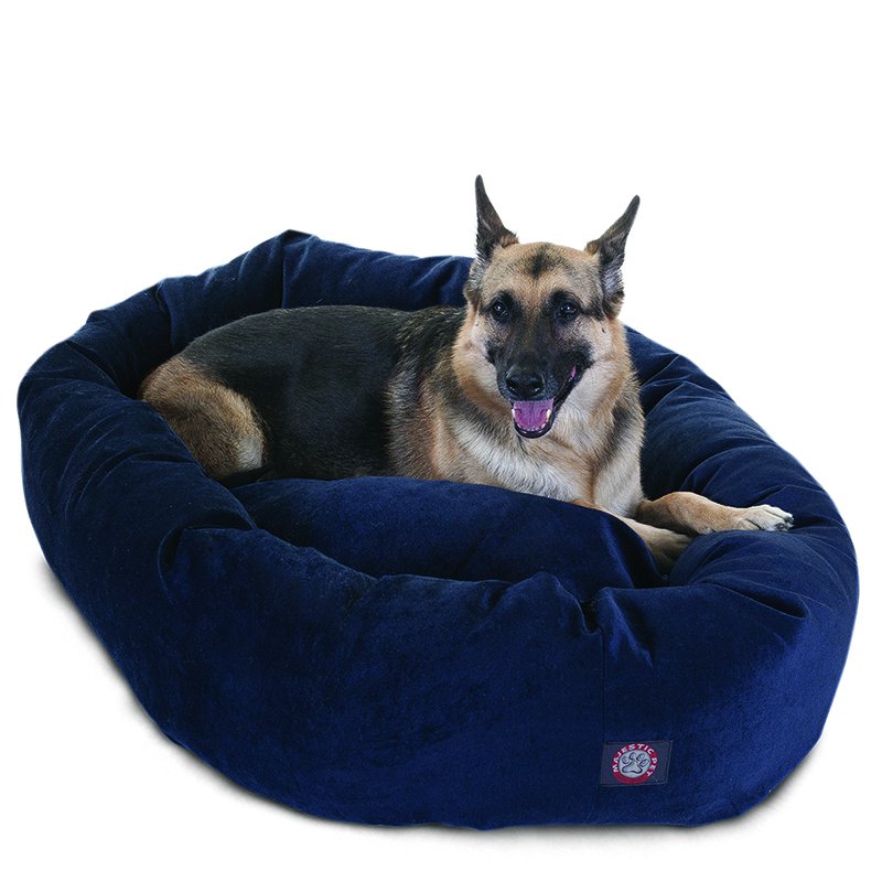 Majestic Pet Products 52-inch Navy Villa Collection Micro-Velvet Bagel Bed