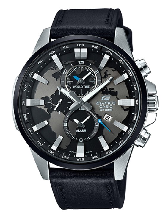 Casio Edifice EFR-303L-1AV Chronograph Stainless Steel Quartz Leather Strap