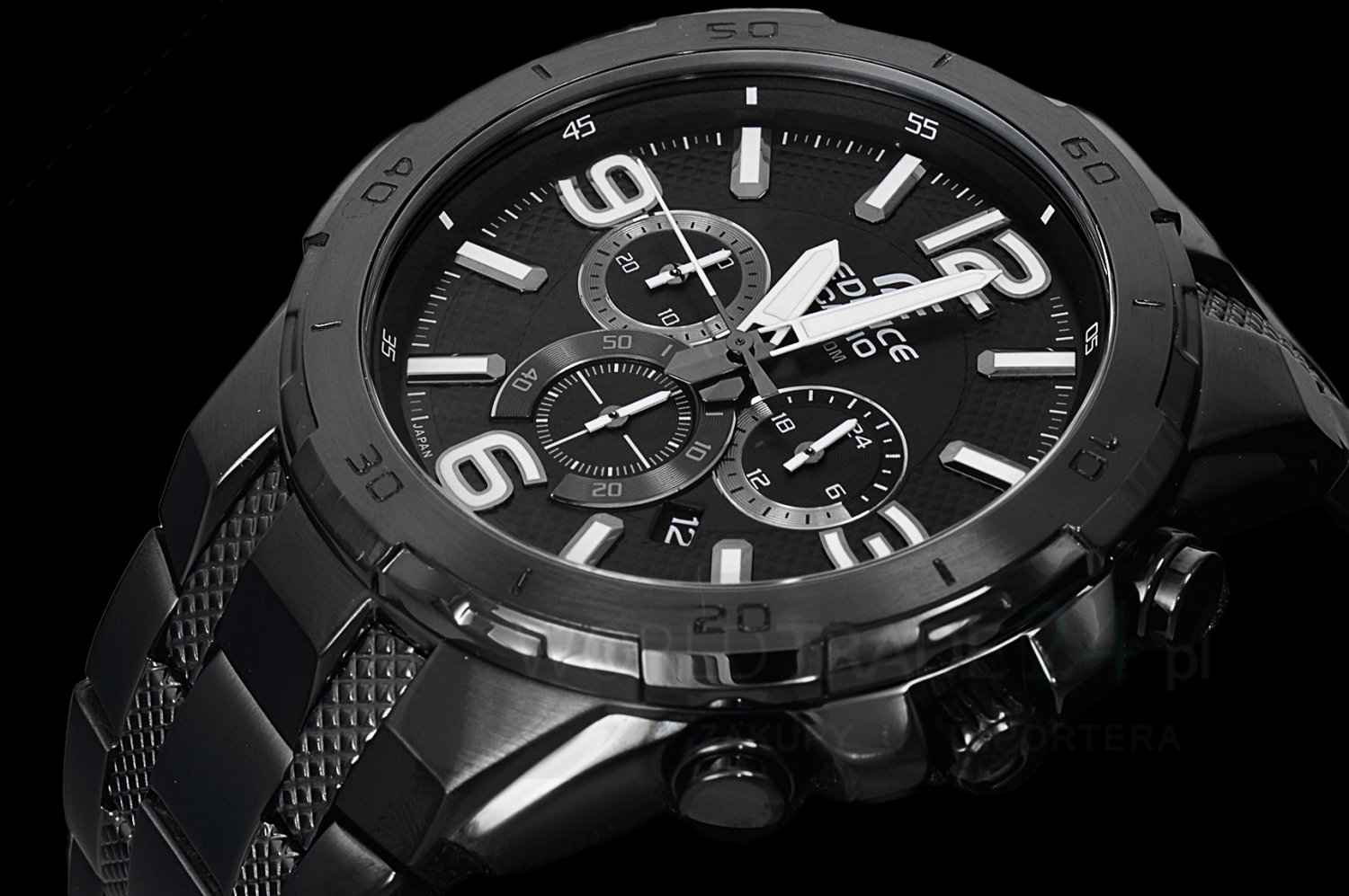 Casio Edifice EFR-538BK-1A Chronograph Stainless Steel Quartz Color Black Size 49mm