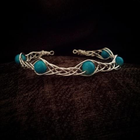 Celtic 5 Strand Braided Bracelet Teal Blue