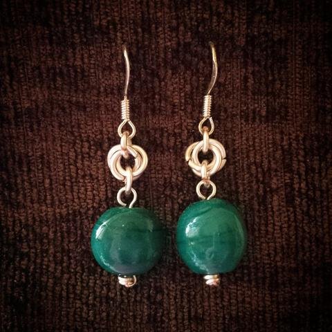 Beaded Drop Earrings Green Droplets