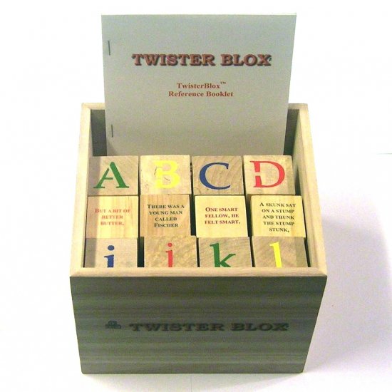 TwisterBlox - 36 Wooden Alphabet Blocks - 44 Classic Tongue Twisters