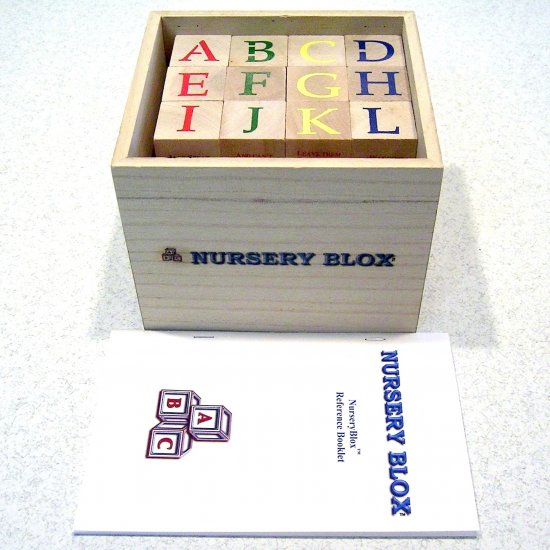 NurseryBlox - 36 Wooden Alphabet Blocks - 24 Classic Nursery Rhymes