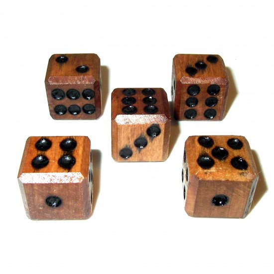 Wooden Dice - 5 Pack - Stained and Sealed