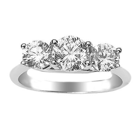 Three Stone Ring- 1 Carat SI1 Diamond in 14K Gold
