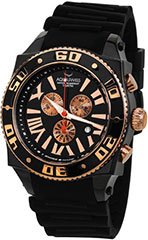 Aquaswiss 62XGR003 Mens Watch Rose Two Tone Black Swissport Quartz Chronograph Day Date Rubber