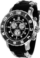 Aquaswiss 96XG002 Mens Watch Rugged Quartz Chronograph Black Dial Bezel Rubber Strap