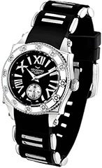 Aquaswiss 62LD013 Ladies Watch Stainless Steel Swissport Quartz Black Rubber Strap Diamonds