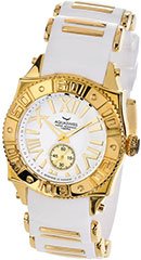 Aquaswiss 62M003 Ladies Watch Gold Tone Stainless Steel Swiss sport Quartz White Dial Rubber Strap
