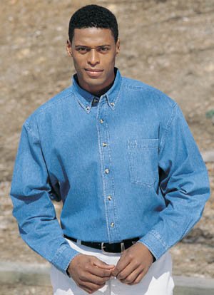 Tri-Mountain Denim Shirt, Med