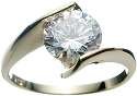 18K Gold Plated Solid Sterling Silver Solitaire CZ Ring