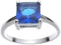 Rhodium Plated Solid Sterling Silver Princess Cut Sapphire CZ Ring