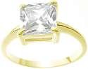 18K 2.5 Micron Vermeil Yellow Gold Plated Solid Sterling Silver Princess Cut CZ Ring