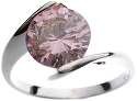 18K White Gold Plated Solitaire Pink CZ Ring