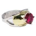 2 Carat Ruby CZ two tone gold plated ring