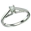 Genuine Diamond 14K Solid White Gold Engagement Ring
