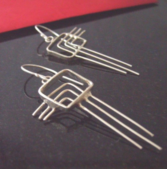 Sterling Silver Art Deco Style Ice Earrings