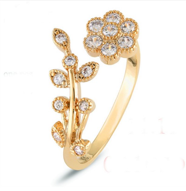 Adjustable Rings Gold Plate Flower Ring Mini Finger Women Rings Fashion