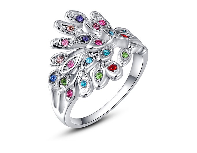 Austria Crystal Platinum Plated Peacock Ring
