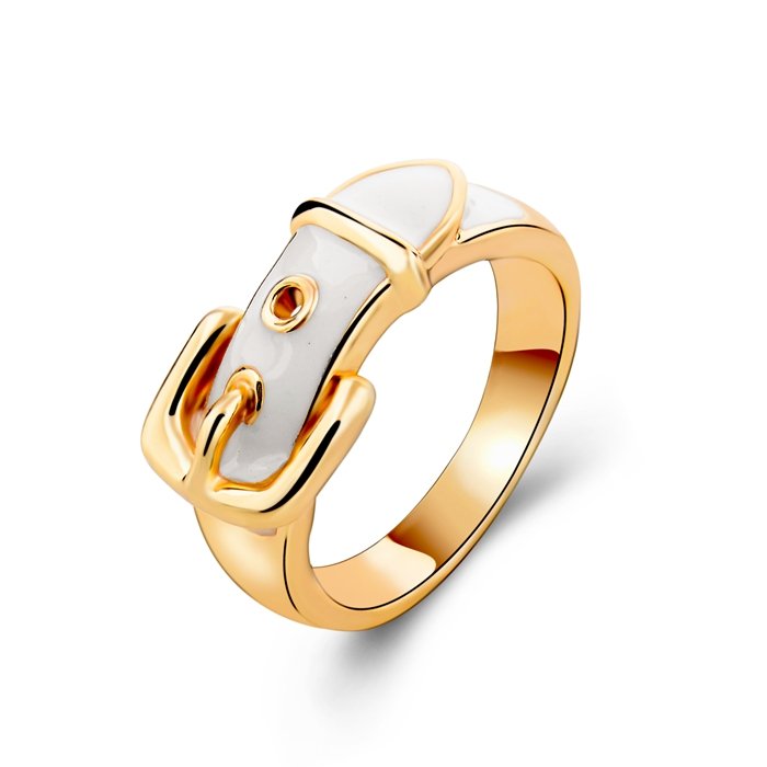 Enamel Belt Buckle Gold Plated Ring