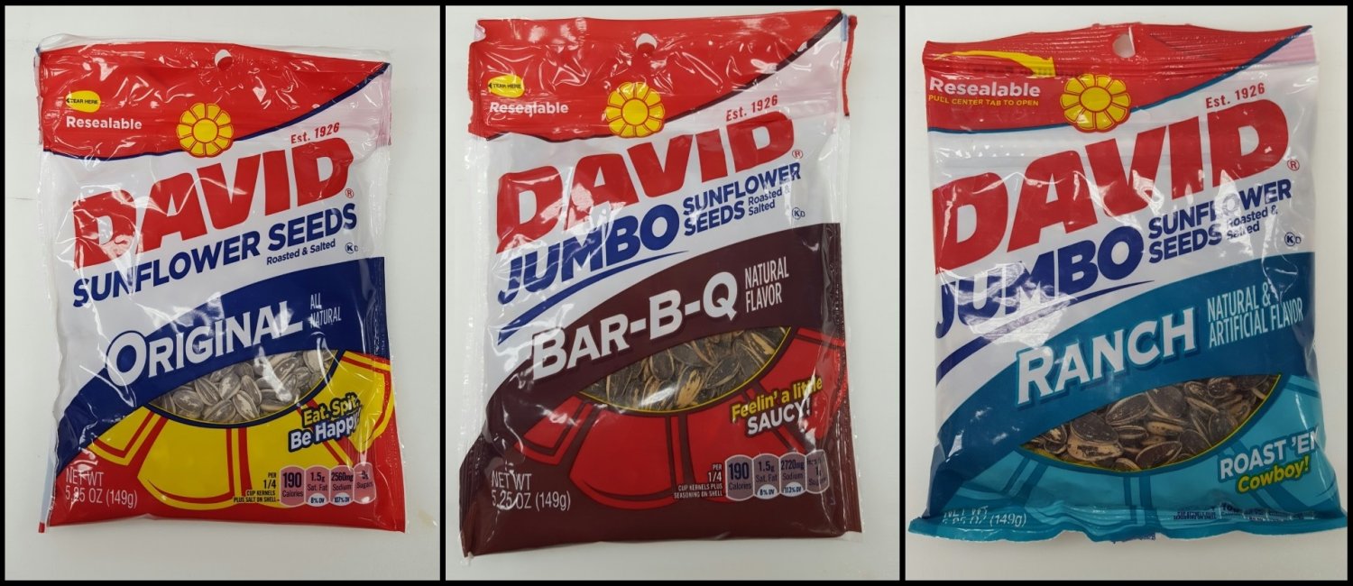 2 DAVID'S Sunflower Seeds Original, Bar BQ, Ranch Flavors - Mix & Match