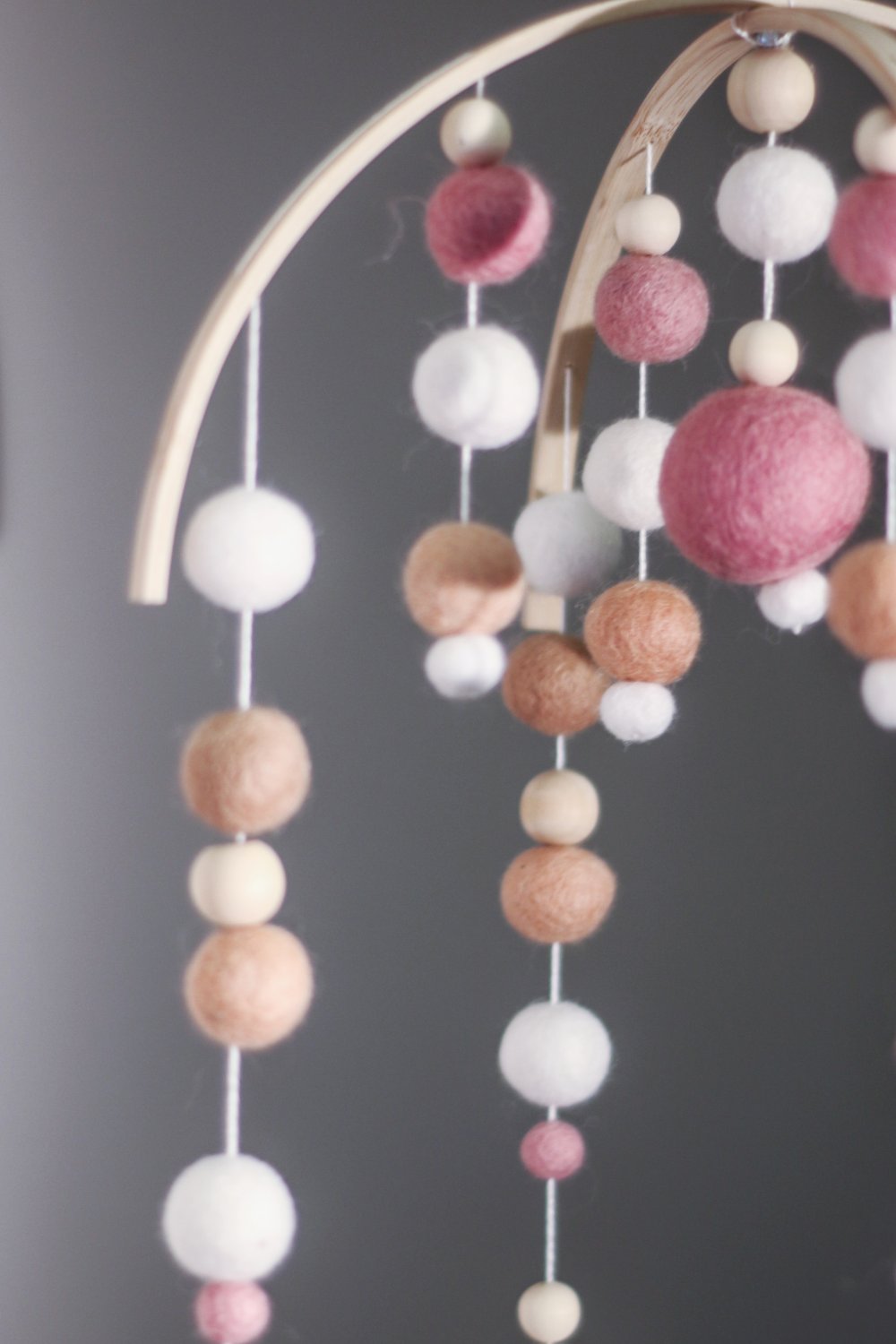Felt ball baby mobile, baby nursery decor
