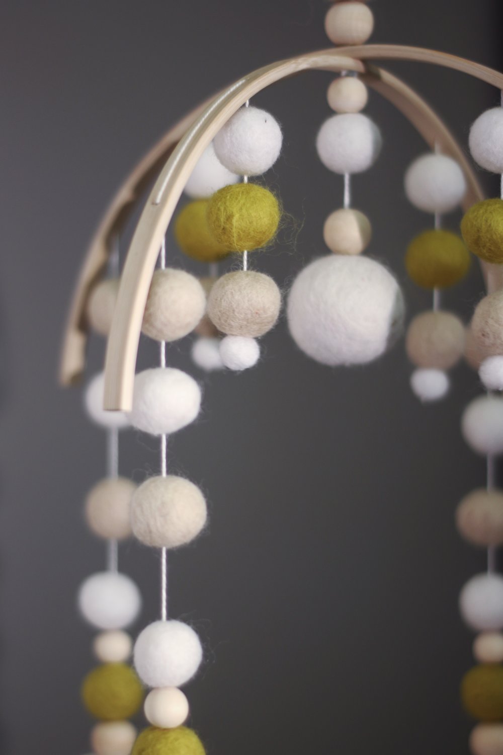 Felt ball baby mobile, baby nursery decor