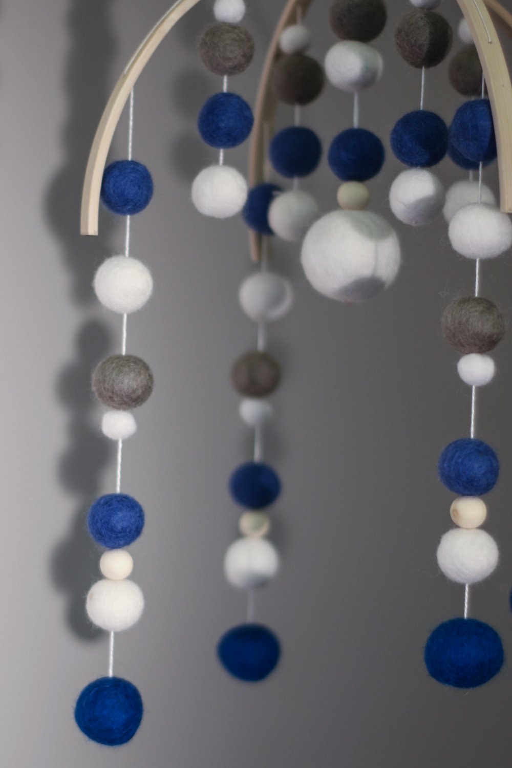 Felt ball baby mobile, baby nursery decor