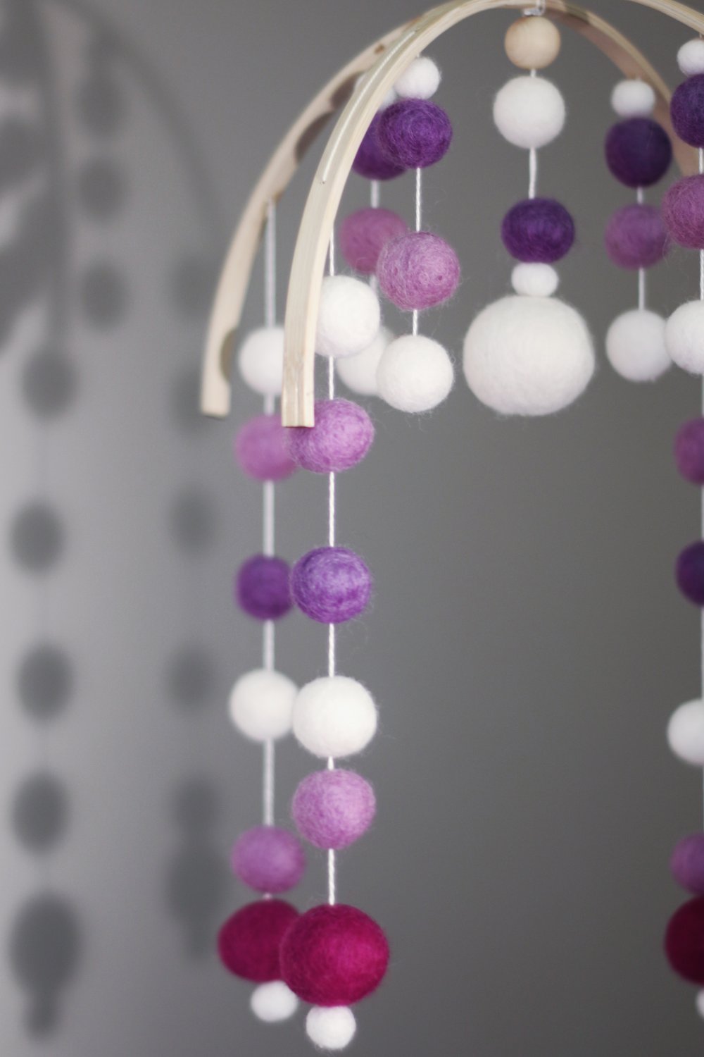Felt ball baby mobile, baby nursery decor