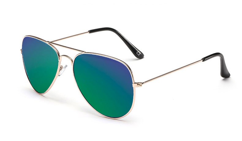 Sensolatino Italian Polarized Sunglasses Aviator Aviano Gold L Blue Green